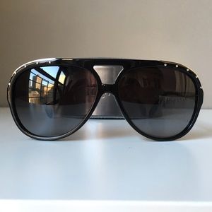 Alexander McQueen Black Stud Aviator Sunglasses