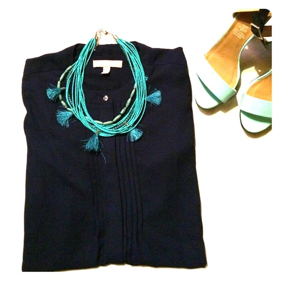 Banana Republic purple blue blouse XS