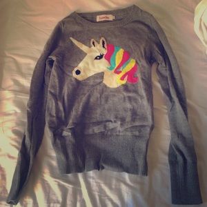 Grey crew neck unicorn sweater