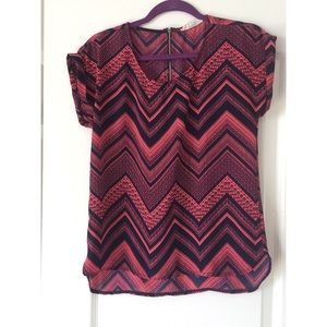Pink and blue chevron blouse