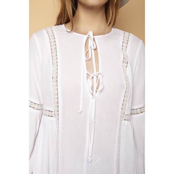 🚫SOLD🚫Double Tie Blouse Tunic Long Sleeve Boho - Picture 2 of 4