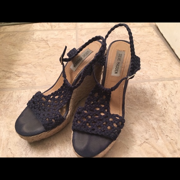 Navy blue Steve Madden wedges.