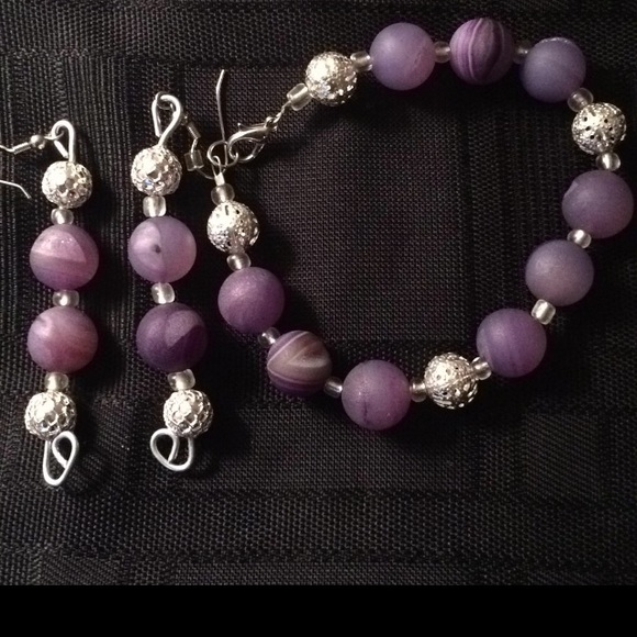 Handcrafted Stone Bracelet & Earring Set