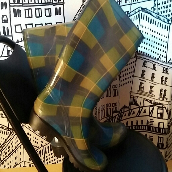 Plaid Rain boots