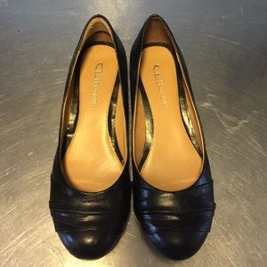 Chinese Laundry black low wedge heels, size 7.5