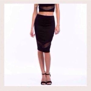 Mesh inset high waist skirt