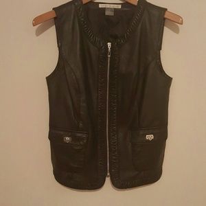 Black leather vest