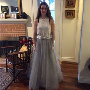 Tulle grey, maxi, skirt with a hint of purple.