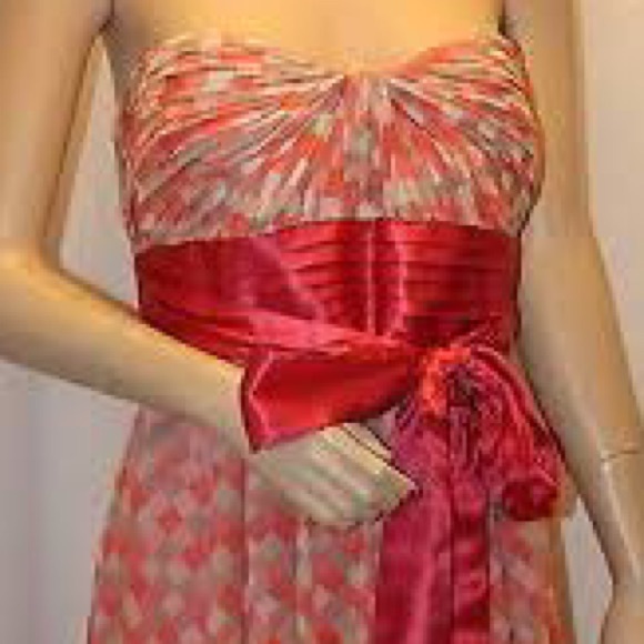 BCBGMaxAzria Raspberry Silk Printed Gown Size 0 - Picture 2 of 4