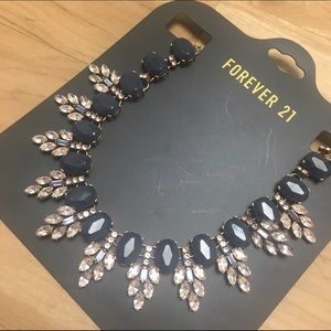 Peach and Navy Gemstone Costume Jewerly Necklace