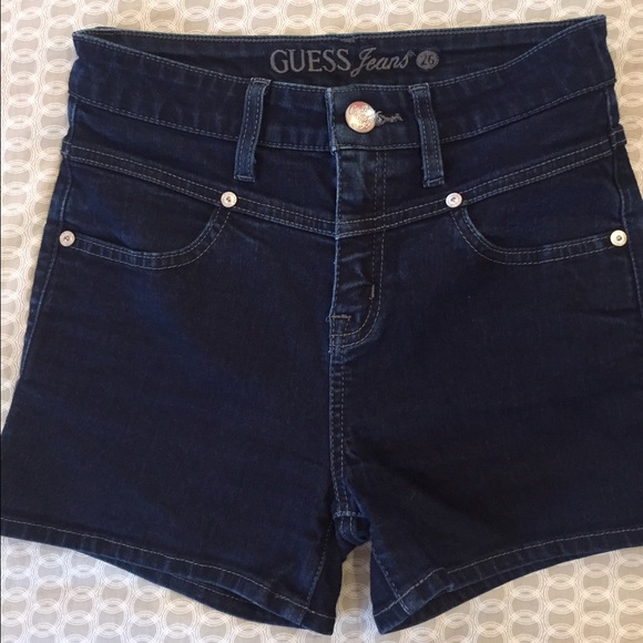 Guess Pants - Guess high waisted dark denim shorts