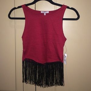 Red crop top with fringes