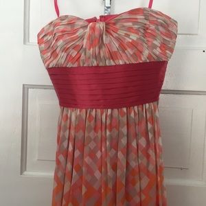 BCBGMaxAzria Raspberry Silk Printed Gown Size 6