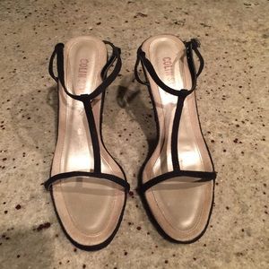 Victoria secret Wedge shoe, black leather outsole.