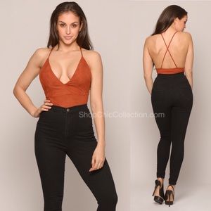Suede bodysuit