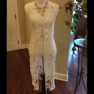 Long crochet vest