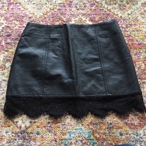 Faux Leather and Lace Skirt