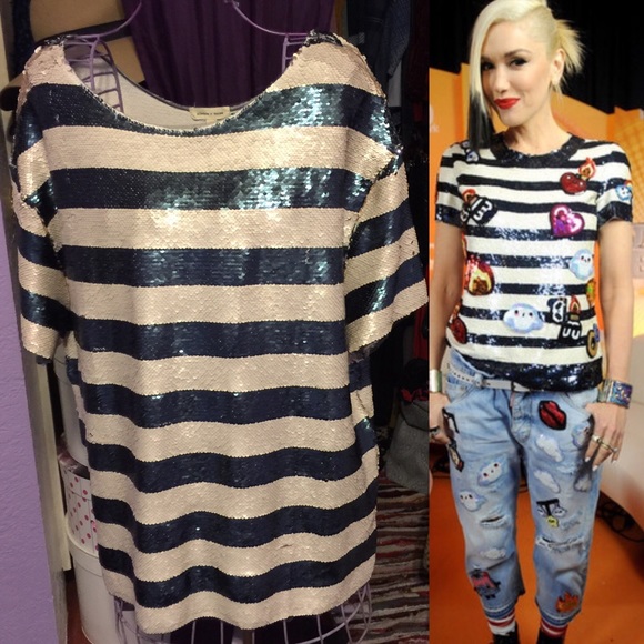 🌂Sequined striped top. - Picture 1 of 3