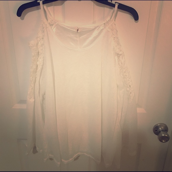 White open shoulder blouse
