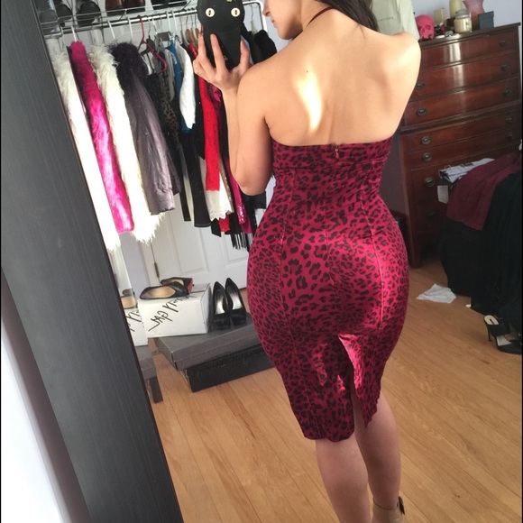 BEBE red leopard dress - Picture 3 of 4
