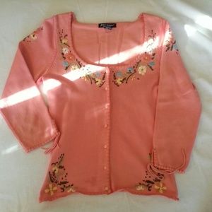 Betsey Johnson embroidered scoop neck cardigan