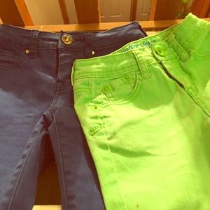 Justice Blue and Lime Green Jeans