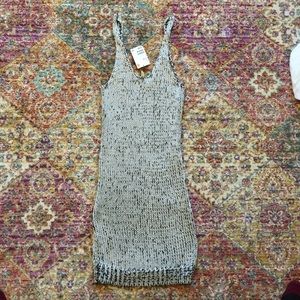 Trendy Silver and Black Knitted Dress