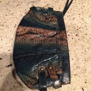 Snake print wristlet.