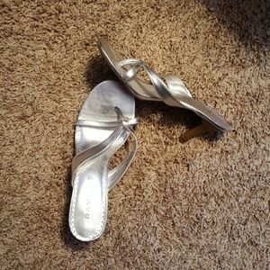 Silver kitten heel