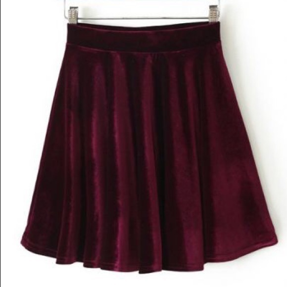 Dresses & Skirts - Wine Red Velvet Pleated Skirt