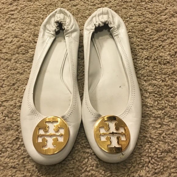 Tory Burch White Flats