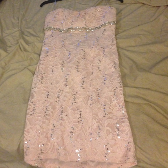 Pink/Cream Sequin Formal Dress