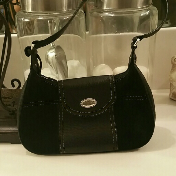 Brighton black suede handbag