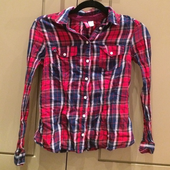 Plaid shirt button down