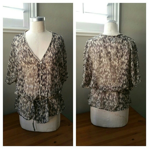 Converse Gray & Cream Chiffon Blouse - Picture 1 of 3