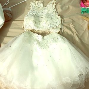 night class suit two white pieces with stones.