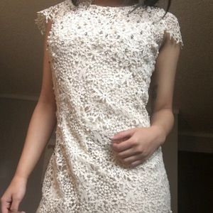 Cream Lace Pearl Dress