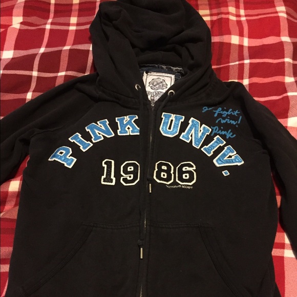 PINK full zip black sweatshirt