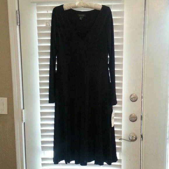 Black Ralph Lauren Edward flash long sleeve dress