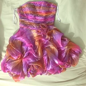 Short pink , purple and orange.