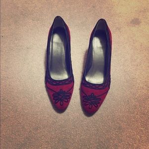Van Eli Red Suede Pumps