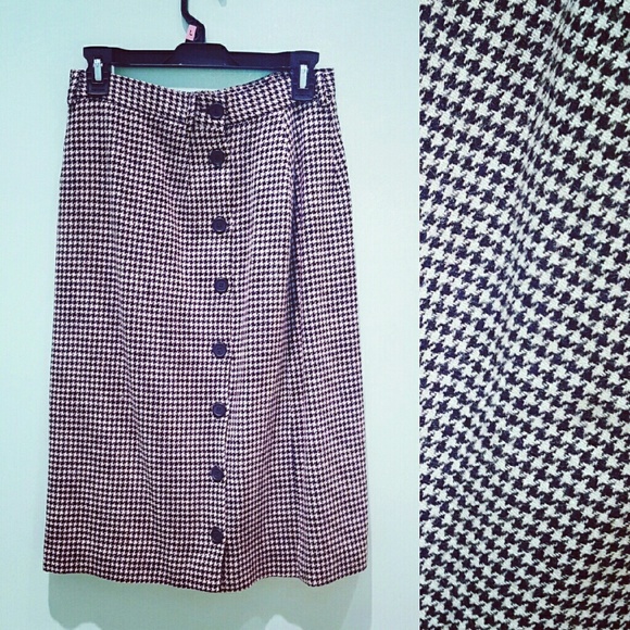 Prestwyck Houndstooth Wool Button Up Skirt - Picture 1 of 1