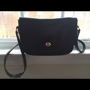 Black vintage coach bag with a free scarf