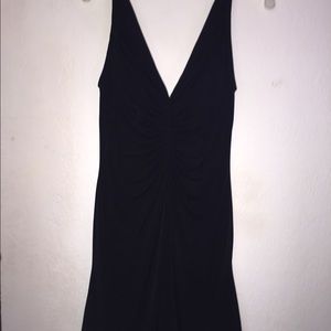 Knee length simple black dress
