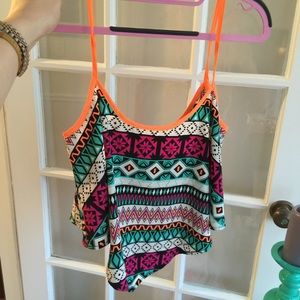 Like new neon Aztec tribal boho festival crop top