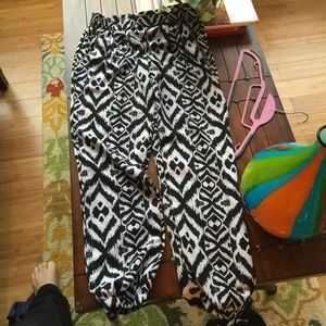 Aztec tribal boho pants with zipper pockets