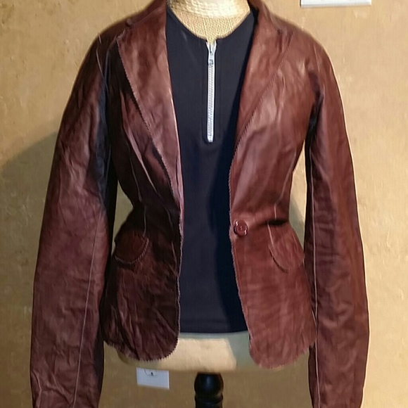 generra Jackets & Blazers - Generra brown leather jacket size 2 like new