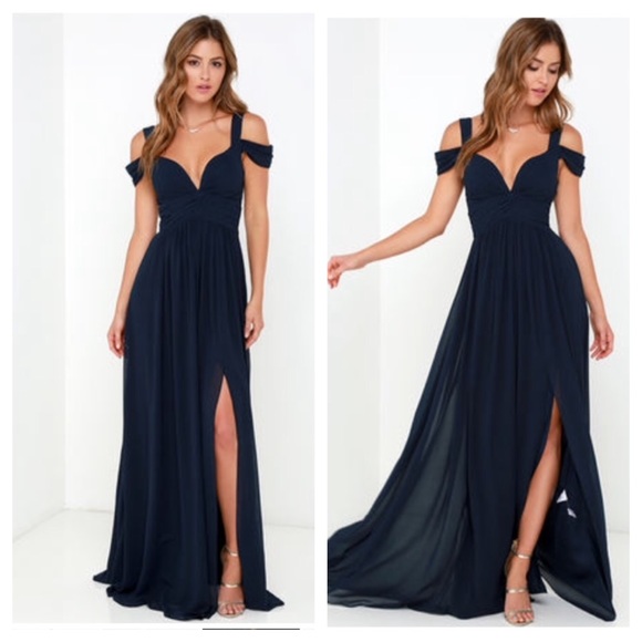 Bariano Ocean of Elegance Navy Blue Maxi Dress