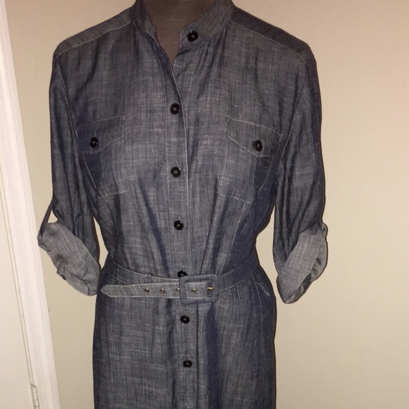 Denim shirt dress . NWOT! Necklace not included