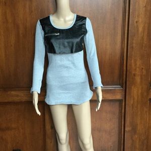 Pleather and ribbed cotton shirt